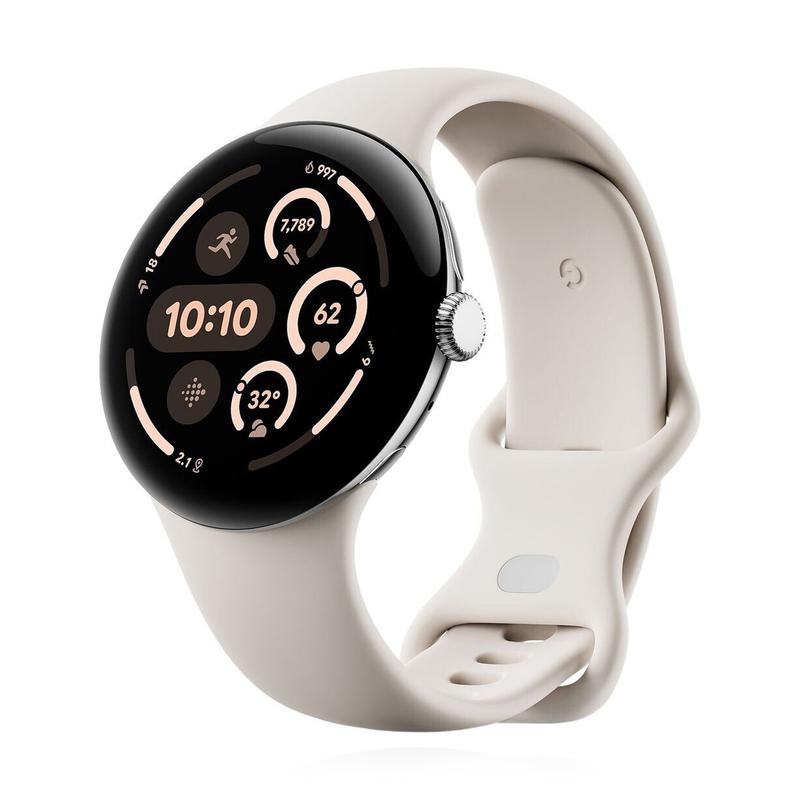Google Pixel Watch 3 45mm LTE Polished Silver Sportarmband Porcelain