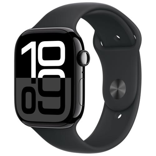 Apple Apple Watch Series 10 46mm GPS+Cellular Aluminiumgehäuse Diamantschwarz Sportarmband Schwarz S/M
