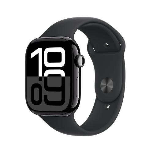 Apple Apple Watch Series 10 46mm GPS+Cellular Aluminiumgehäuse Diamantschwarz Sportarmband Schwarz S/M