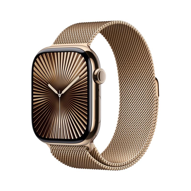 Apple Watch Series 10 46mm GPS+Cellular Titangehäuse Gold Milanaisearmband Gold M/L