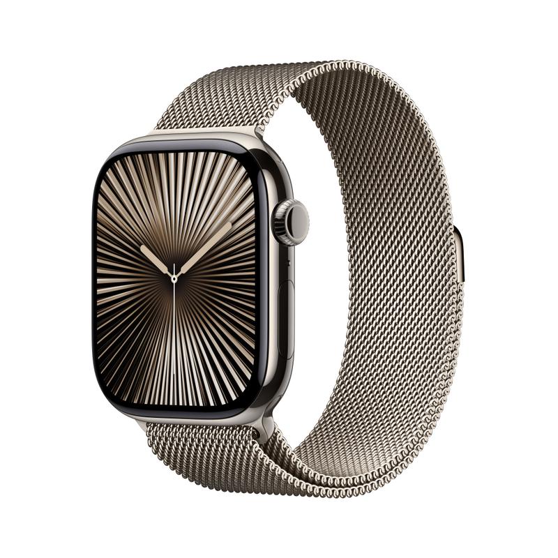 Apple Watch Series 10 46mm GPS+Cellular Titangehäuse Natur Milanaisearmband Natur S/M