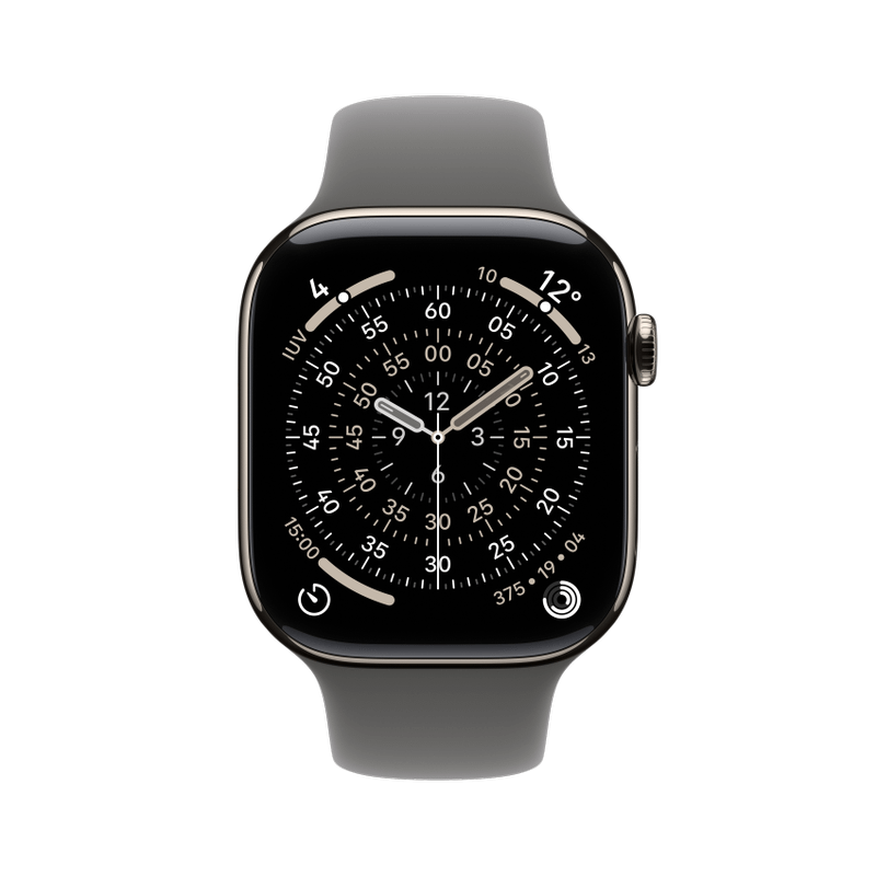 Apple WATCH Series 11 42mm GPS+Cellular Titangehäuse Natur Sportarmband Steingrau S/M