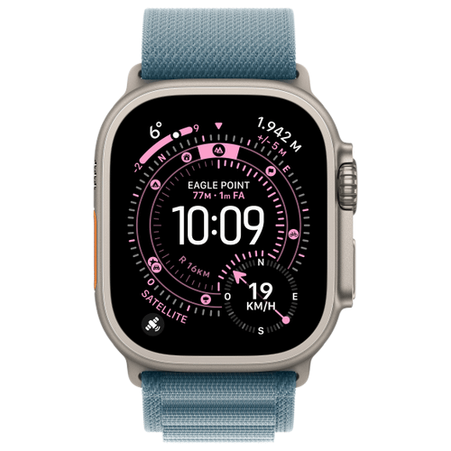 Apple Apple Watch Ultra 3 Titan Natur Alpine Loop Hellblau L