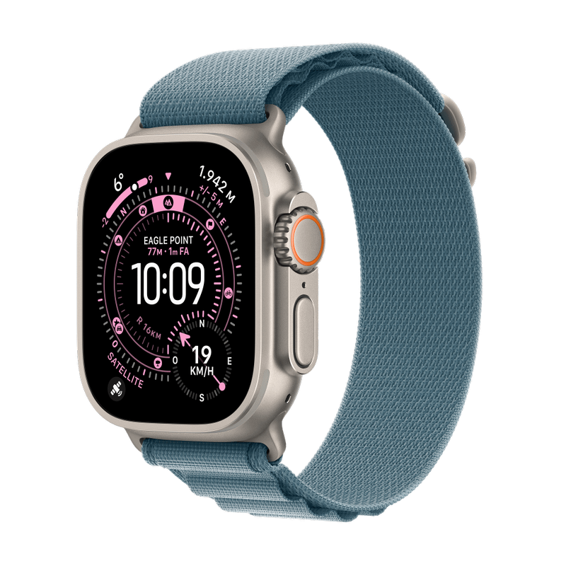 Apple Watch Ultra 3 Titan Natur Alpine Loop Hellblau M