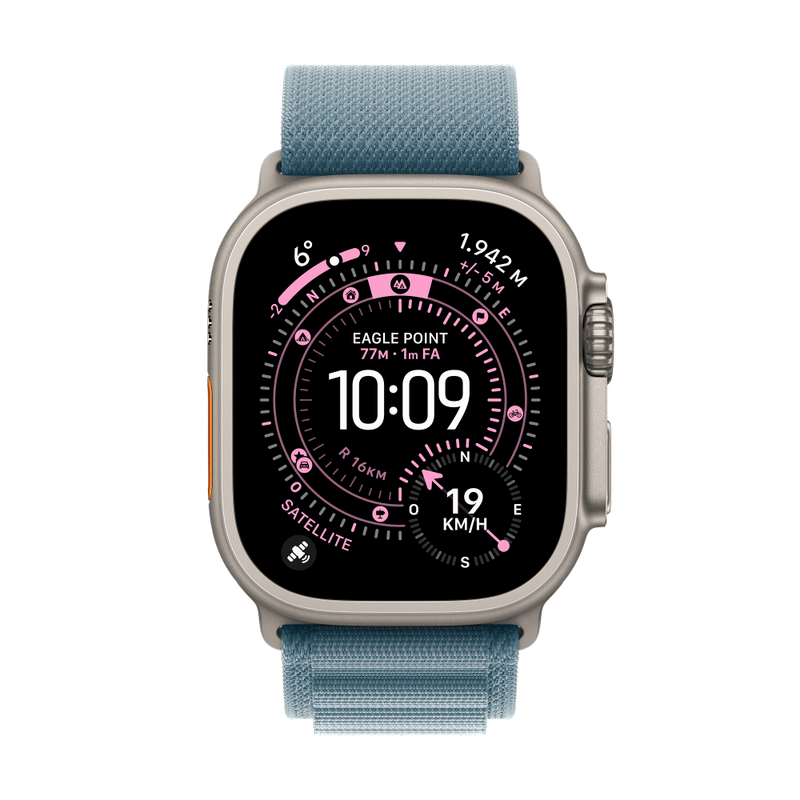 Apple Watch Ultra 3 Titan Natur Alpine Loop Hellblau S
