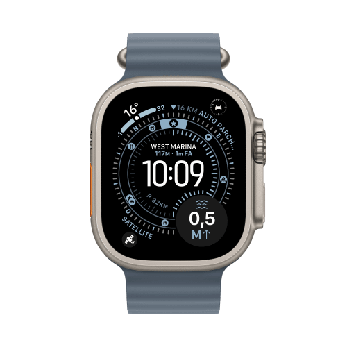 Apple Apple Watch Ultra 3 Titan Natur Ocean Armband Maritimblau