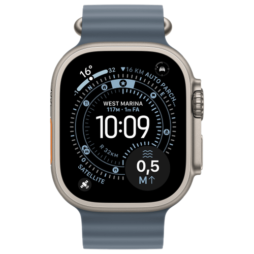 Apple Apple Watch Ultra 3 Titan Natur Ocean Armband Maritimblau