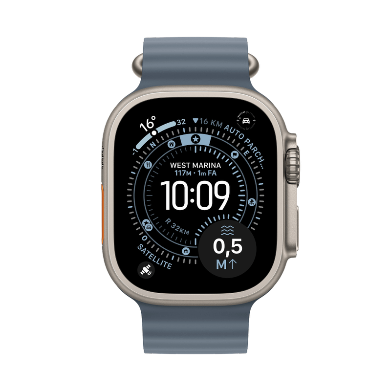 Apple Watch Ultra 3 Titan Natur Ocean Armband Maritimblau