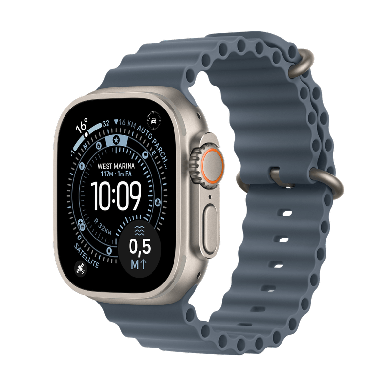 Apple Watch Ultra 3 Titan Natur Ocean Armband Maritimblau