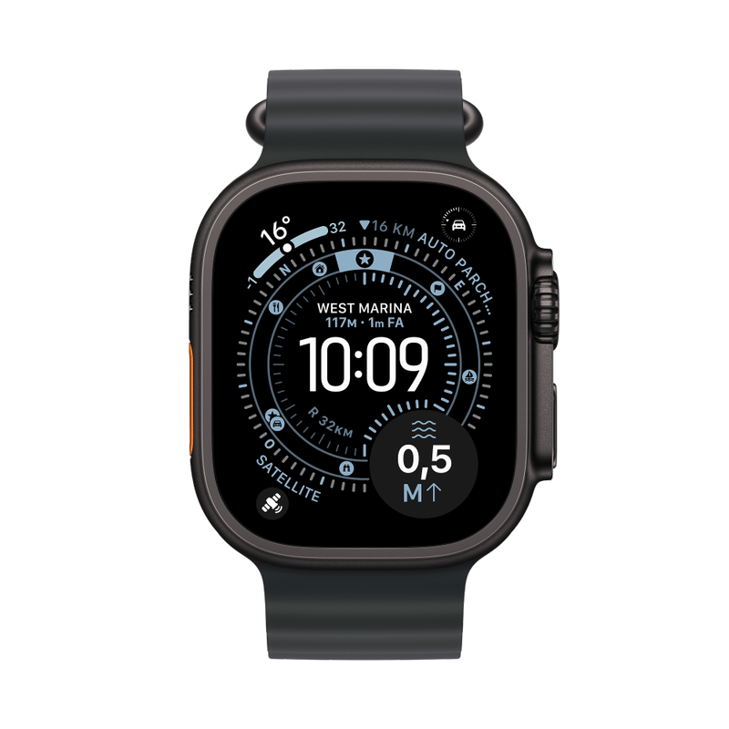 Apple Watch Ultra 3 Titan Schwarz Ocean Armband Schwarz