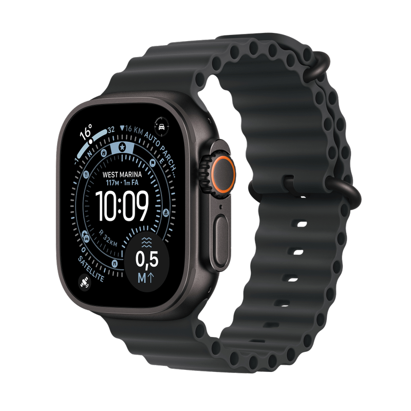 Apple Watch Ultra 3 Titan Schwarz Ocean Armband Schwarz