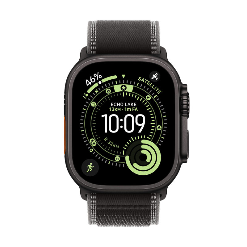 Apple Watch Ultra 3 Titan Schwarz Trail Loop Schwarz/Kohlegrau S/M