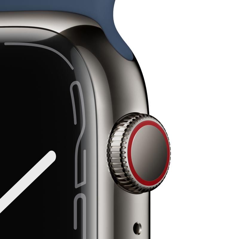 Apple WATCH Series 7 45mm GPS+Cellular Edelstahlgehäuse Graphit Sportarmband Abyssblau