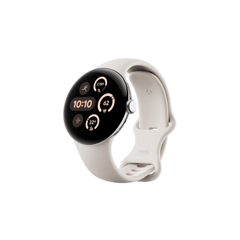 Google Pixel Watch 3 41mm Bluetooth Polished Silver Sportarmband Porcelain