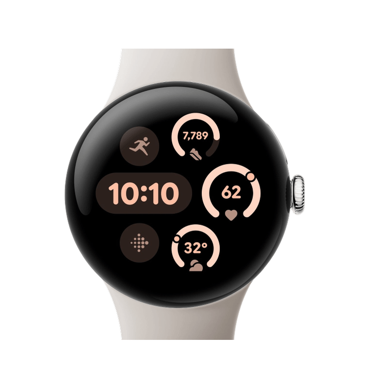 Google Pixel Watch 3 41mm Bluetooth Polished Silver Sportarmband Porcelain