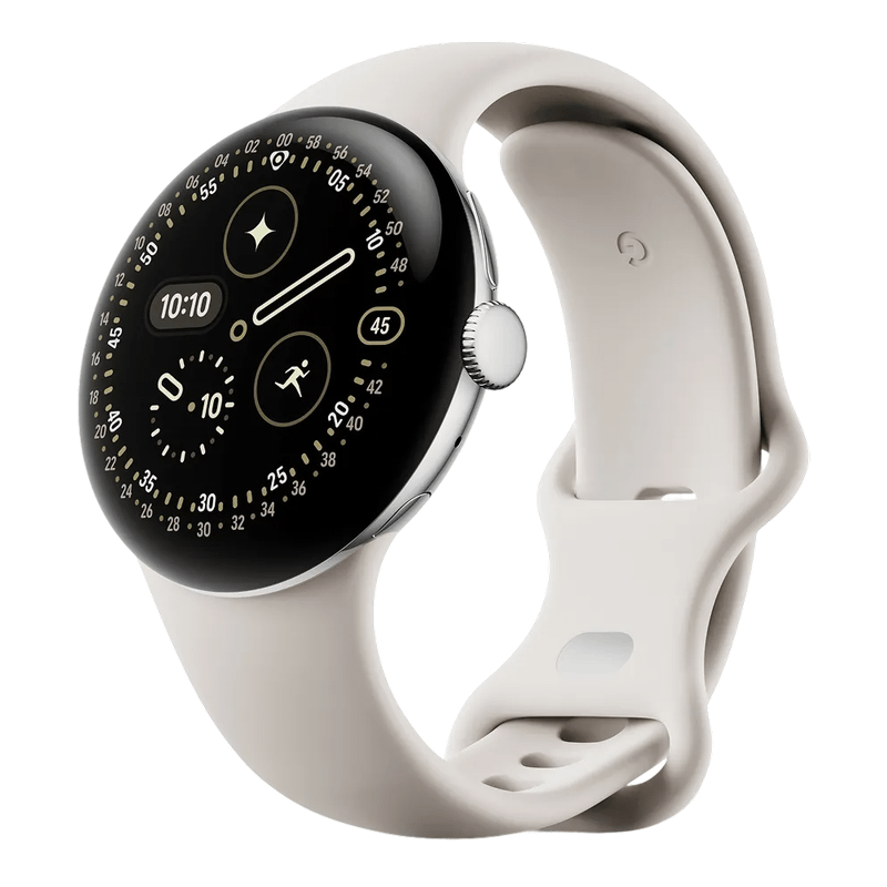 Google Pixel Watch 4 41mm Bluetooth Polished Silver Sportarmband Porcelain
