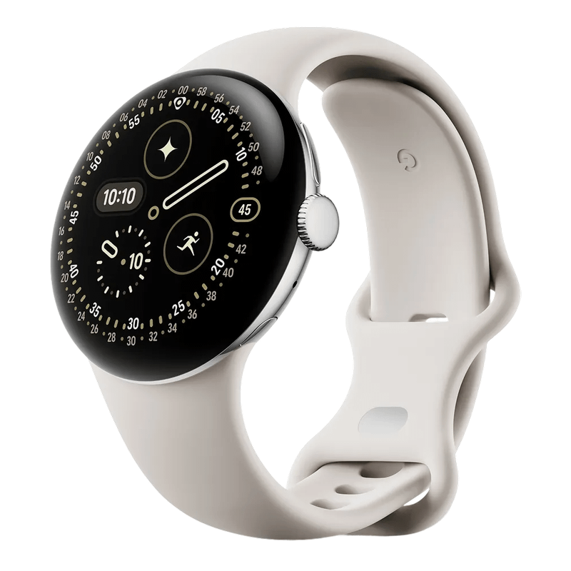 Google Pixel Watch 4 45mm Bluetooth Polished Silver Sportarmband Porcelain