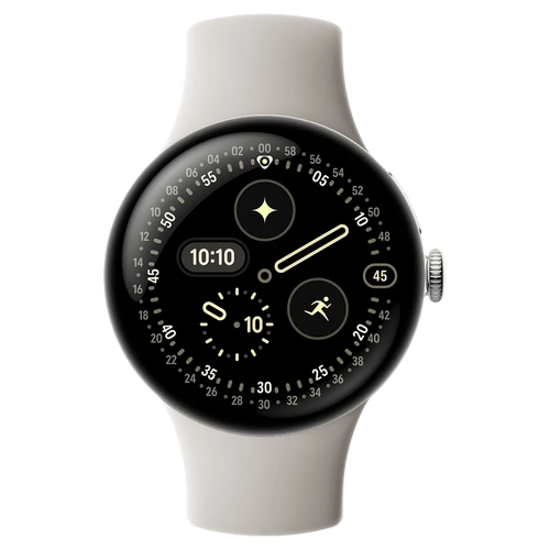 Google Google Pixel Watch 4 45mm LTE Polished Silver Sportarmband Porcelain