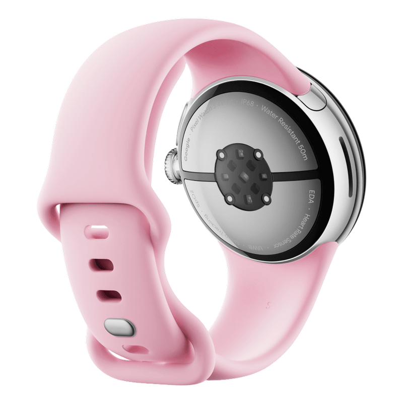 Google Pixel Watch 3 41mm LTE Polished Silver Sportarmband Rose Quartz