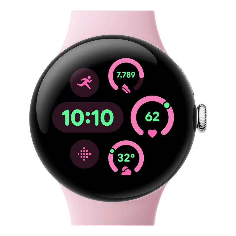 Google Pixel Watch 3 41mm LTE Polished Silver Sportarmband Rose Quartz
