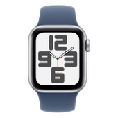 Apple Watch SE (2023) 40mm GPS Aluminium Silber Sportarmband Denim S/M