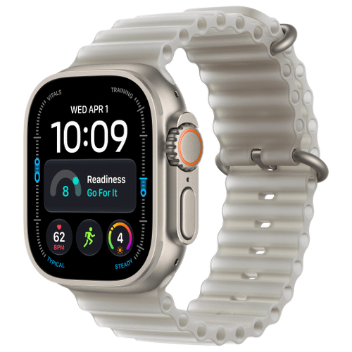 Apple Apple Watch Ultra 4 Titan Natur Ocean Armband Halbtransparentes Grau