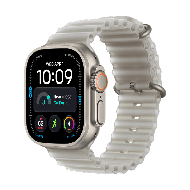 Apple Watch Ultra 4 Titan Natur Ocean Armband Halbtransparentes Grau