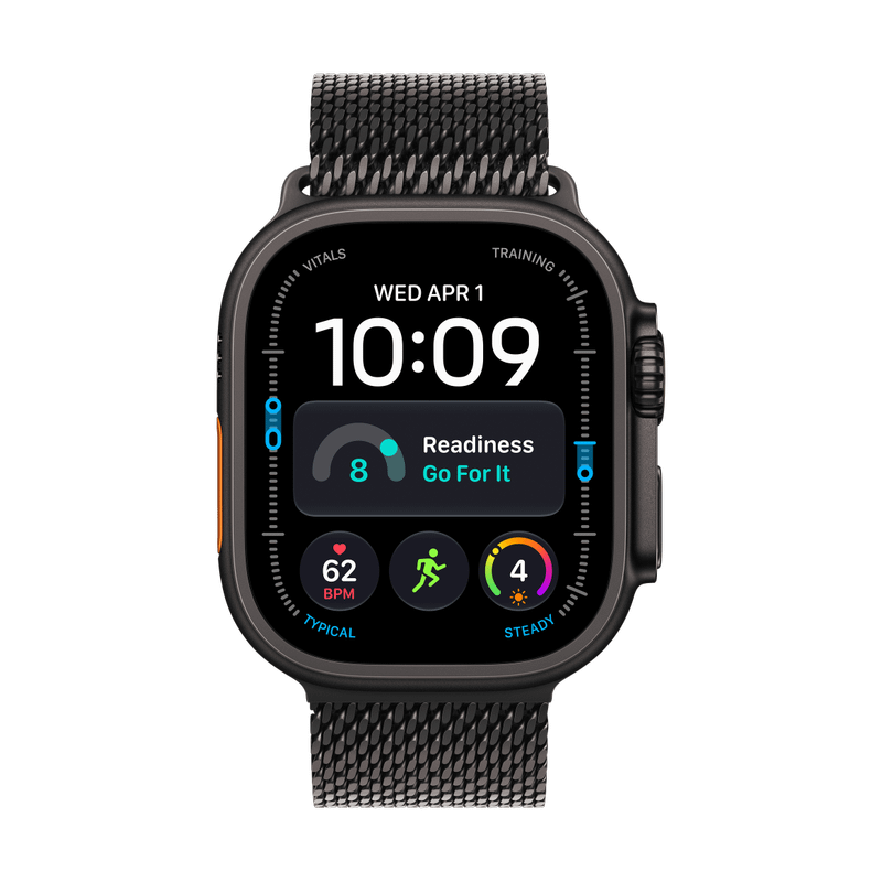 Apple Watch Ultra 4 Titan Schwarz Milanaisearmband Schwarz M