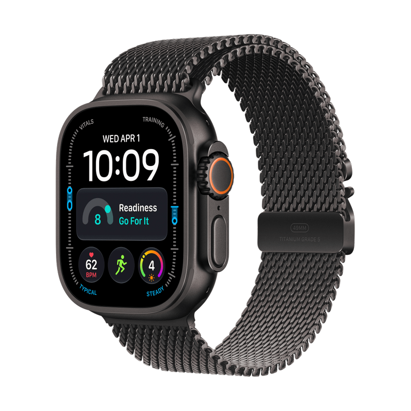 Apple Watch Ultra 4 Titan Schwarz Milanaisearmband Schwarz M