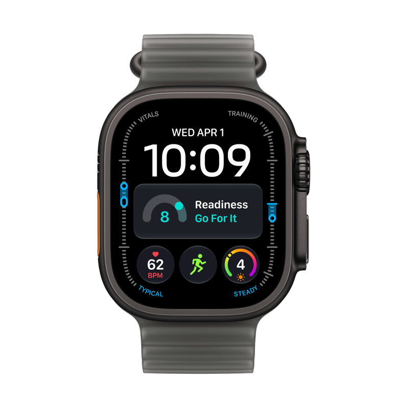 Apple Watch Ultra 4 Titan Schwarz Ocean Armband Halbtransparentes Schwarz