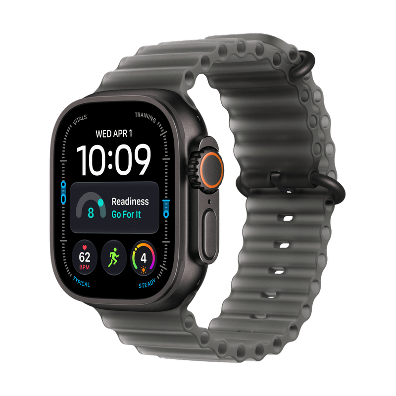 Apple Watch Ultra 4 Titan Schwarz Ocean Armband Halbtransparentes Schwarz