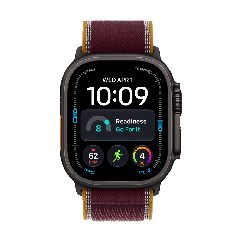 Apple Watch Ultra 4 Titan Schwarz Trail Loop Burgunder M/L