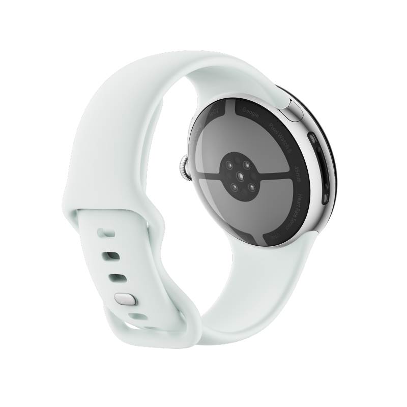 Google Pixel Watch 5 45mm LTE Polished Silver Sportarmband Fog