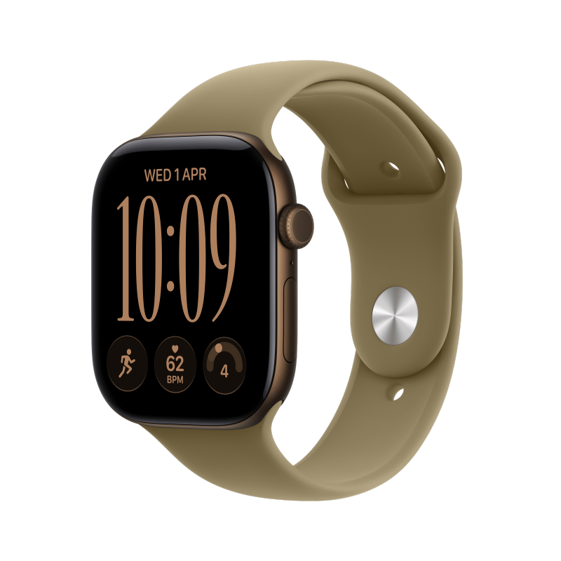 Apple Watch Series 12 42mm GPS Aluminium Dunkelbronze Sportarmband Oliv S/M