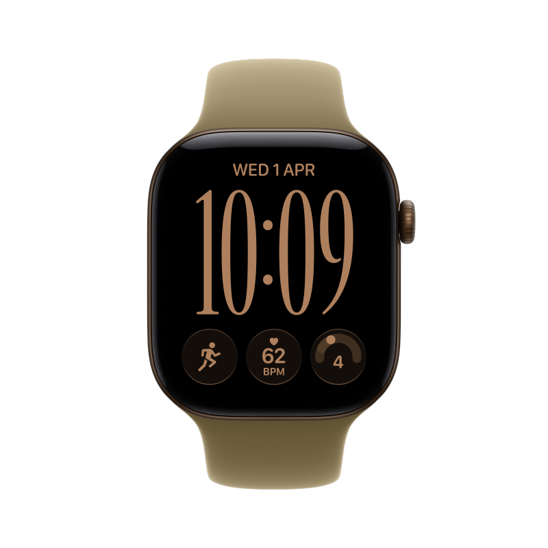 Apple Watch Series 12 46mm GPS Aluminium Dunkelbronze Sportarmband Oliv S/M